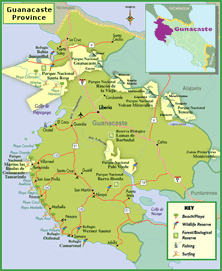 Map of Guanacaste Click to Enlarge.